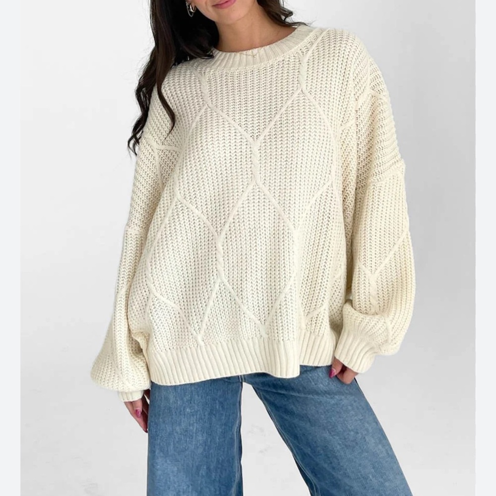 gray bandit logan oversized sweater cream xxl
